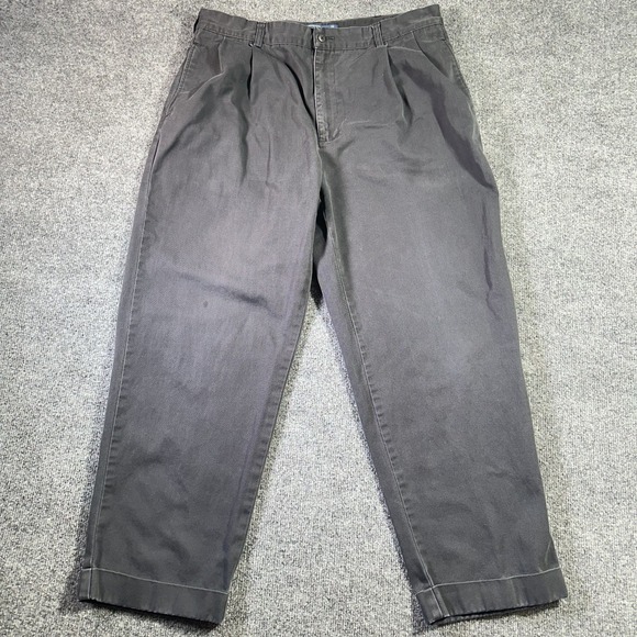 Vintage Polo Ralph Lauren Pants (Fit 36x29) Black High Rise Pleated Wide Cuffed - Picture 1 of 15